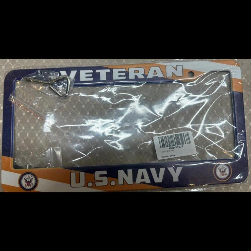 U.S. NAVY Veteran - Metal Car License Plate Frame Automotive Support The Troops